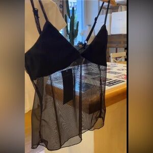 NEW Brandy Melville Mesh Cutout Black Top